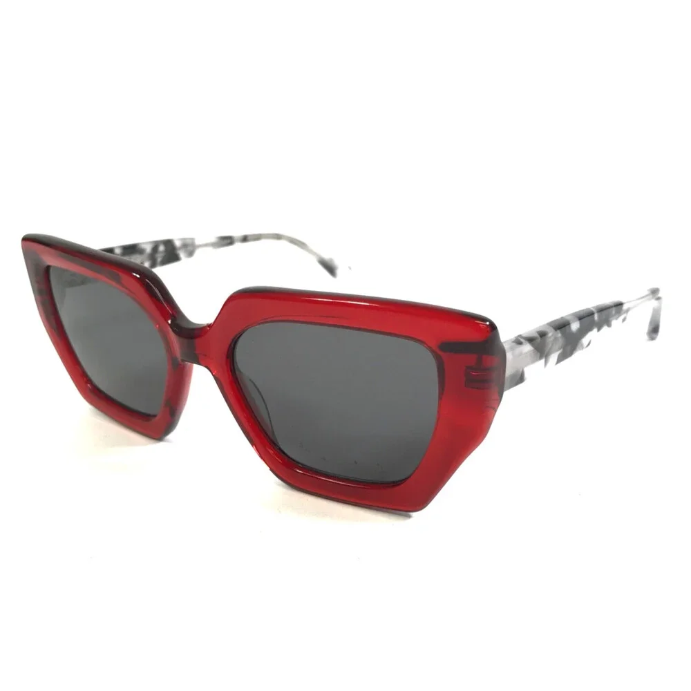 Gigi Studios Sunglasses GIANNA 6684/6 Red Black White Marble Frames Gray Lenses